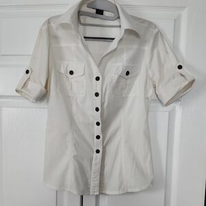 SO Women's White Button-Down Blouse